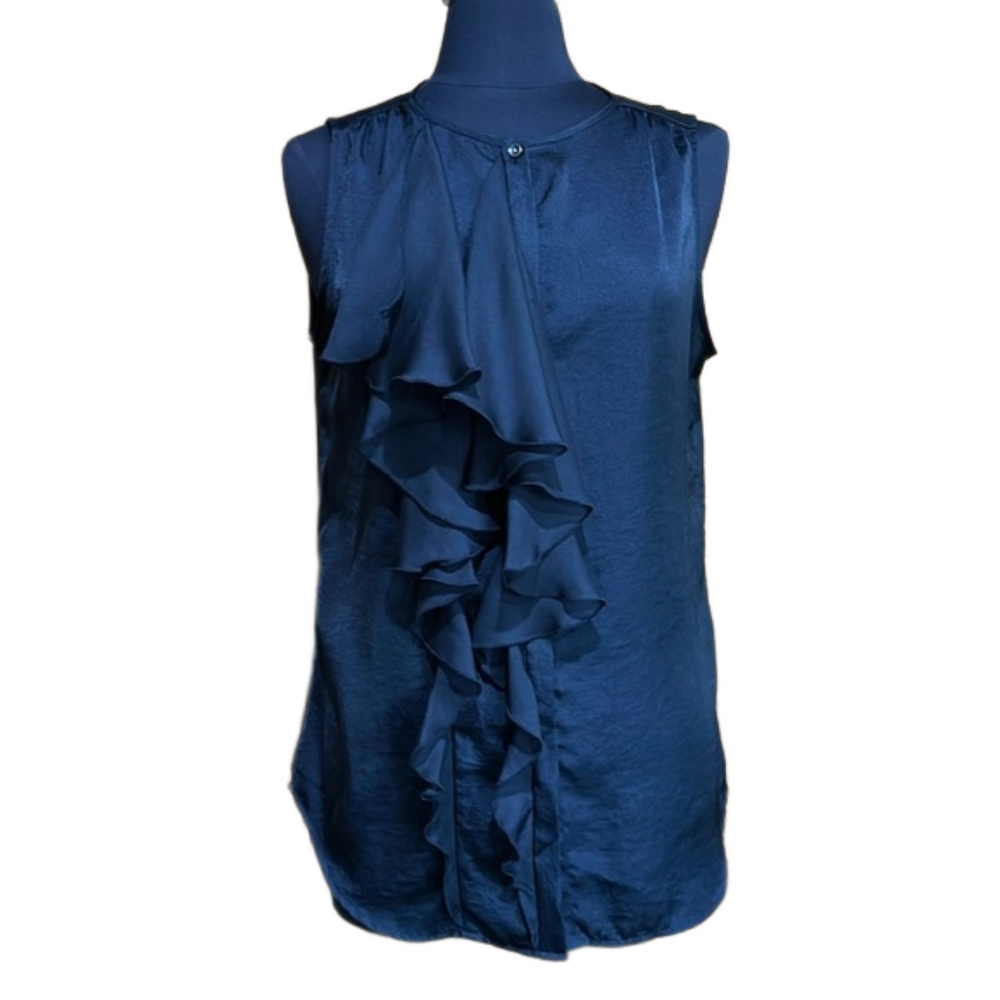 Gap Sleeveless Ruffle Button Down Blouse Size M -… - image 1